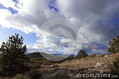 Landscape in Corbieres, France Stock Photo