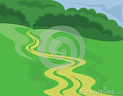 Landscape Country Road Illustration Vector Illustration