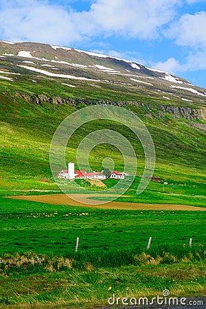 Landscape and countryside along the Eyjafjordur Stock Photo