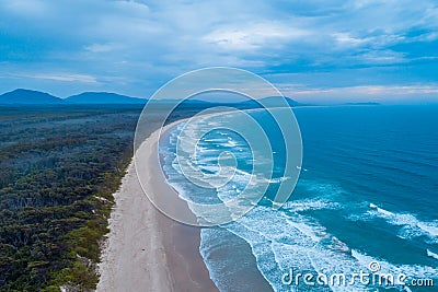 Landscape of Crowdy Bay coastline. Stock Photo