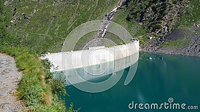 Landscape of the dam of the Lake Barbellino, an Alpine artificial lake. Italian Alps. Italy Stock Photo