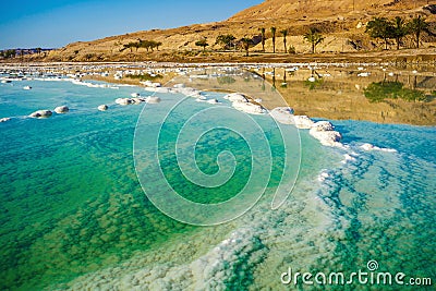 Landscape with dead sea coastline Stock Photo