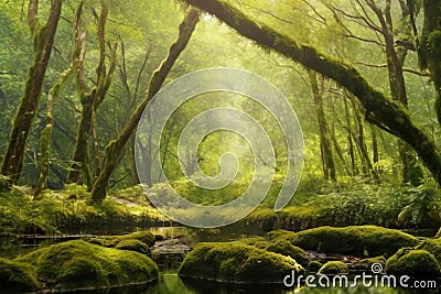 Landscape of deep rain forest,generative AI Stock Photo