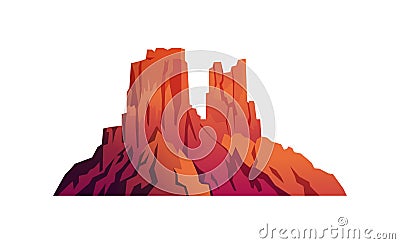 Landscape of desert, mountain red rocks isolated Vector Illustration