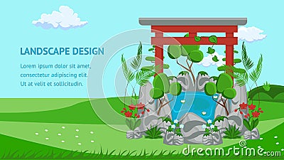 Landscape Design Website Banner Vector Template Vector Illustration