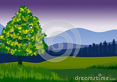 Landscape digital drawing generated on a computer Stock Photo