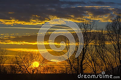 Landscape Dramatic sunset and sunrise sky Stock Photo