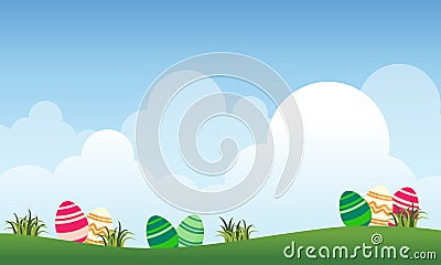 Landscape of easter and cloud vector Vector Illustration