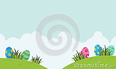 Landscape of easter egg and cloud vector Vector Illustration