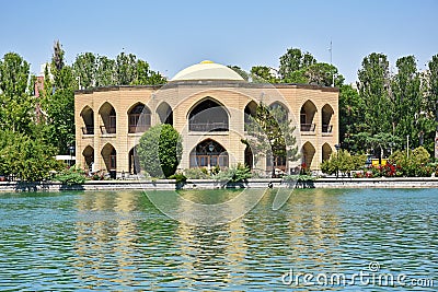 Mansion of El Goli or Shah Goli historical park and lake in Tabriz , Iran Stock Photo