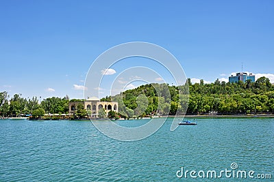 El Goli or Shah Goli historical park and lake in Tabriz , Iran Stock Photo