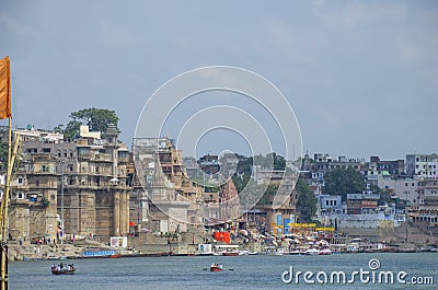 Landscape embankment city of Varanasi Gang River India Stock Photo
