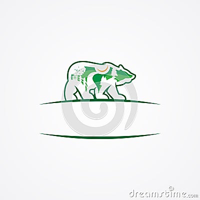 Landscape emblem design company or green landscaping studio icon forming a bear Vector Illustration