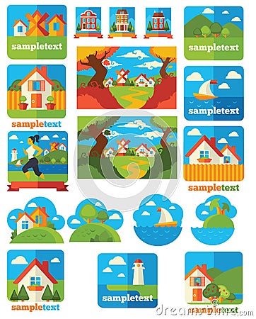 Landscape emblems Vector Illustration