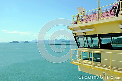 Landscape of entrance to the sea port in Busan, South Korea. Stock Photo