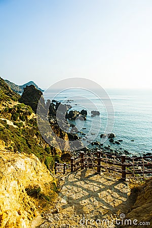 Landscape of Eo Gio bay in Qui Nhon Vietnam. Stock Photo