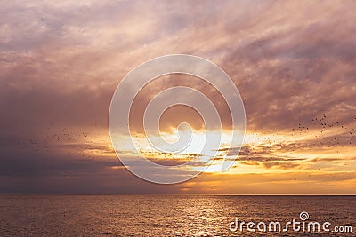 Landscape evening sea and sky with clouds Stock Photo