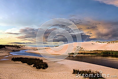Landscape of famous Courant d'Huchet at Moliets in South West France Stock Photo