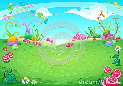 Landscape with fantasy natural elements Vector Illustration