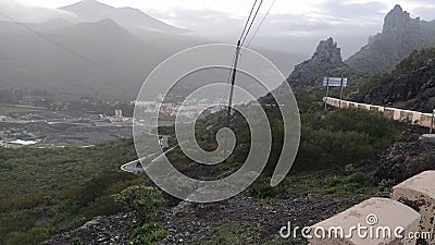 Landscape with fog. Road in the mountains. Editorial Stock Photo