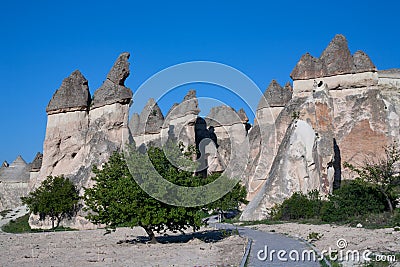 Landscape form of weathering of volcanic tuffs. Stock Photo