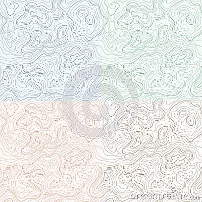 Landscape Geodesy Topographical Map Line Background Set. Vector Vector Illustration