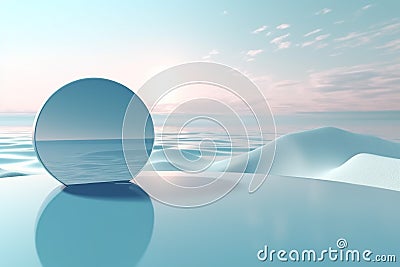 Mirror object in minimalistic water background Stock Photo