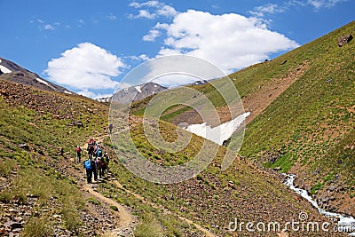 Trekking to mount Alamkuh , Alborz mountains , Iran Editorial Stock Photo