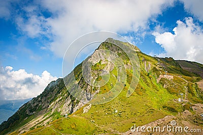 Landscape of green mountain peak in summer Stock Photo