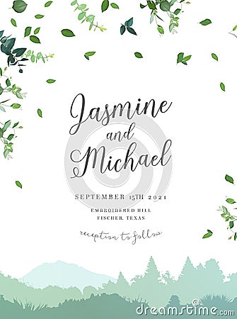 Landscape and greenery vector design invitation Vector Illustration