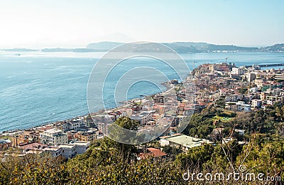 Landscape of the gulf of Pozzuoli and Pozzuoli town Stock Photo