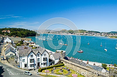 Landscape and harbour at conway Stock Photo