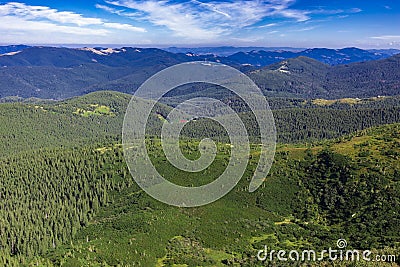 Landscape from the highest peak of the Ukrainian Carpathians Mount Hoverla 2061m. Amazing nature landscape. popular tourist attr Stock Photo