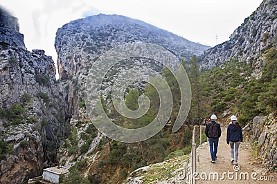 Landscape with hills canyon full of morning mist Editorial Stock Photo