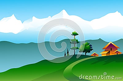 Landscape of Himalayas - Vector Illustration Vector Illustration