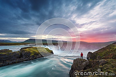 Landscape of Iceland with Godafoss waterfall Stock Photo