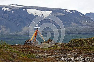 Landscape of Iceland,Meteorological instrumentation and equipment Stock Photo