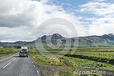 Landscape Iceland street Motorcross MX Adventure Stock Photo