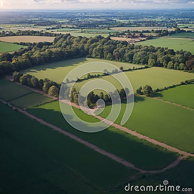 The hot air balloon is in the United Kingdom. Stock Photo