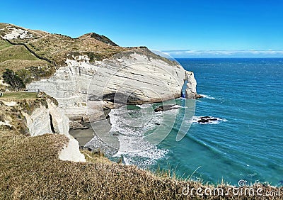 A landscape image of Cape Farewell the most northerly point on the South Island of New Zealand Stock Photo