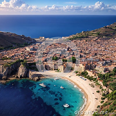 The view from the castle in Northern Cyprus. Stock Photo