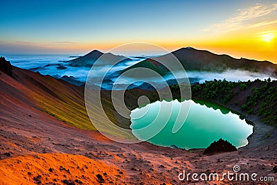 a morning view at ijen crater. Stock Photo