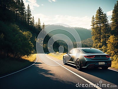 Road Trips Incorporate a foreground element made with generative ai Stock Photo