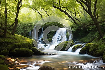 Tree stumps in water Use a slower shutter speed made with generative ai Stock Photo