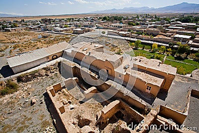 Landscape with iranian town and ruins around ancient mosque Editorial Stock Photo