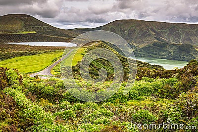Landscape of the island of Flores. Azores, Portugal Stock Photo