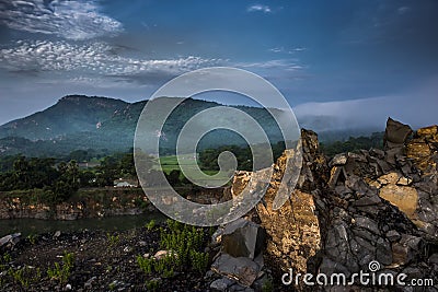 A landscape is at its best when a mountain comes in it Stock Photo