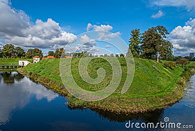 Landscape of Kastellet moat and bridge, Copenhagen, Denmark Stock Photo