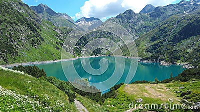 Landscape of the Lake Barbellino an alpine artificial lake. Italian Alps. Italy Stock Photo