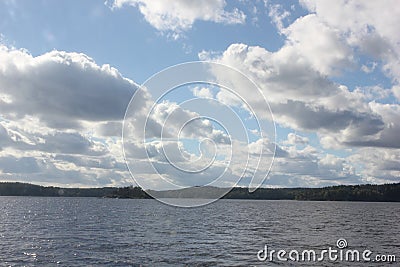 Landscape with lake and blue sky Stock Photo